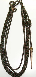 High Quality 100% Silk and Cotton Aiguillette Shoulder Cord with <b>Gold</b> Brass Tips Customizable Cords for Outdoor Use - Product Image 3