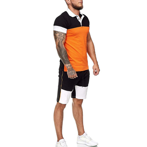 T-shirt à manches courtes et Short pour homme, ensemble avec Patchwork de Logo personnalisé, tenue de Jogging décontractée, été, 2 pièces, 2020 - Product Image 4