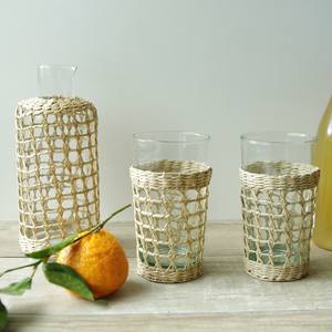 Decorative Drinkware Tumbler Mug <b>Cup</b> and Pitch <b>Cover</b> Accessories Hand Weaving glassware Tumblers Wholesale From Vietnam - Product Image 5