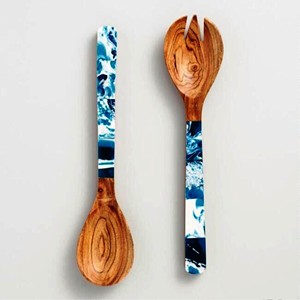 Juego de Servidores de Ensalada Recubiertos de Resina, Ecológicos, Aptos para Lavavajillas, Utensilios Modernos para Ensalada, Hechos en India - Product Image 1