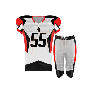 Uniforme de Fútbol Americano Personalizado al por Mayor, 100% Poliéster, Transpirable, Ligero, de Secado Rápido, de Alta Calidad para Equipos - Product Image 1