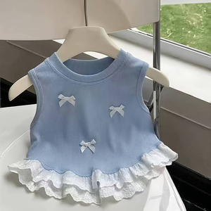 T-shirts d'été pour filles, de haute qualité, décontractés, unis, sans manches, col rond, doux, respirants, respectueux de la peau - Product Image 1