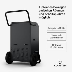 Déshumidificateur commercial 90L par jour, sécheur d'air portable à compresseur avec drainage continu pour les pièces de 140 à 180 m2, anthracite - Product Image 3