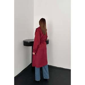 Gabardina de Gamuza con Mangas Raglán Color Borgoña - Borgoña - Product Image 5