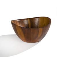 Bol de rangement rond en bois d'acacia avec couvercle 12 diamètre x 6 hauteur. Hauteur, finition lisse, par exemple portion, salade, décorative