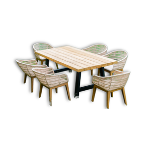 Table de jardin en teck massif, table à manger extérieure moderne, mobilier d'extérieur personnalisable en couleur pour hôtel, villa, cour. - Product Image 4