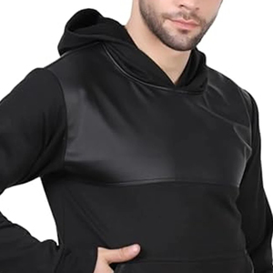 เสื้อฮู้ดดี้หนังสั่งทำราคาถูก MOQ ต่ำ / สีพื้นและลายพิมพ์ เสื้อฮู้ดดี้ผู้ชายทรงหนา สไตล์โดดเด่น มีจำหน่าย - Product Image 2