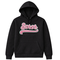 Sweat à capuche noir Soror pour femme, style universitaire grec, rose et vert, vêtement décontracté en polaire pour l'hiver