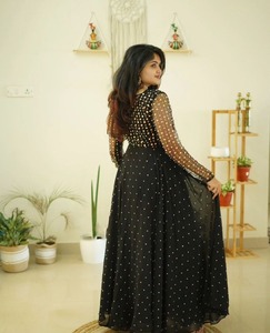 FULPARI Premium Teal <b>Black</b> Aanrkali Dress Floral Kurti for Women Fully Stitched Anarkali Party Wear Dress Anarkali Kurti Gown - Product Image 4