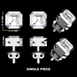 Fine Jewelry Bezel Setting DEF Color Asscher Cut Top Quality Lab grown Diamond 925 Silver Stud Earring Wholesale - Product Image 6