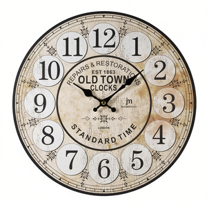 JUSTAMINUTE Antique Ochre 33.5cm <b>Wall</b> <b>Clock</b> Stylish Vintage <b>Design</b> 21439 - Product Image 2