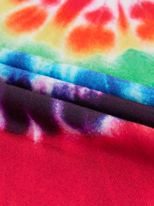 Camisetas de manga corta de punto con efecto tie-dye OEM para mujer, cuello redondo, estilo lavado a la piedra, camiseta tie-dye de verano, estilo urbano. - Product Image 3
