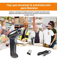 Escáner de Código de Barras Inalámbrico 2D WHS-22, Lector de Códigos QR con Bluetooth 2.4G y USB, Carga Tipo-C para Punto de Venta, Supermercado y Almacén