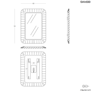 Miroir LED avec cadre en verre blanc ondulé 94x68 cm avec éclairage LED - Product Image 5