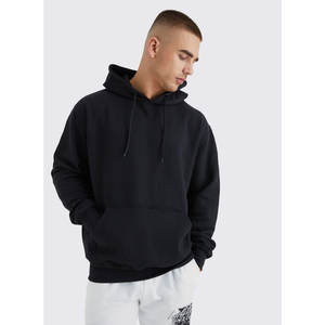 Pull à capuche uni personnalisé pour hommes en coton épais style surdimensionné design vierge avec option de broderie grande taille disponible - Product Image 3