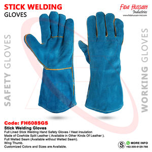 Vente chaude pleine doublure en cuir de vachette fendu gants de soudage résistant à la chaleur pour l'hiver pour les scènes extérieures en gros Pakistan - Product Image 6