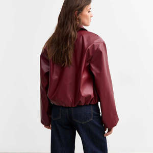 Veste à fermeture éclair en cuir véritable pour femmes avec col style et doublure personnalisée véritable - Product Image 2