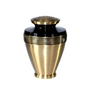 Urne funéraire en métal élégante unique avec des motifs floraux sculptés adaptés aux jardins extérieurs et aux monuments commémoratifs intérieurs - Product Image 3