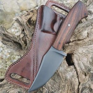 Cuchillo MORTAL SAGA de Acero de Damasco, Hoja Fija Multifuncional, Recubrimiento de Polvo Negro, para Campismo y Senderismo al Aire Libre - Product Image 2