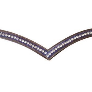 สายรัดคิ้วลายม้าแบบลึกหนังอังกฤษสีดำหรือน้ำตาลช่องเปล่าฝังคริสตัลสีฟ้าและสีเงินประดับเพชรดีไซน์ล่าสุด - Product Image 4