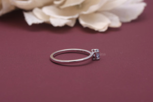 Bague de fiançailles solitaire en diamant bleu taille coussin certifié IGI, cultivé en laboratoire, en or blanc/rose et jaune 9K, bague de mariée minimaliste - Product Image 5
