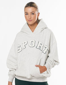 New Arrival <b>Women's</b> Oversized Sport <b>Zip</b> <b>Hoodie</b> <b>Grey</b> Marl Emerald Drop Shoulder Anti-Wrinkle Breathable Stonewashed Hooded - Product Image 2