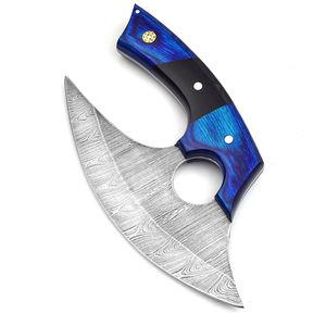 Couteau Ulu en acier Damas haute résistance pour usage en restauration, style industriel, pour droitiers, compatible lave-vaisselle, conçu pour une longue durée de vie - Product Image 6