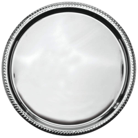 Assiette de service en acier inoxydable argenté, écologique, avec logo personnalisé, design classique moderne poli, pour décorations de mariage indien