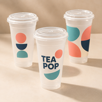 Gobelets en plastique PP transparents personnalisables Allwin Packfactory de 12 oz, 16 oz et 20 oz avec couvercle plat pour les boissons à la tapioca, les bubble tea et les cafés