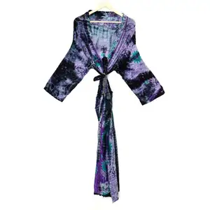 Kimono Tie Dye en coton, peignoir Tie Dye, Robe de soirée de mariée, Robe d'hôpital, Robe de fête des mères, nouvelle collection