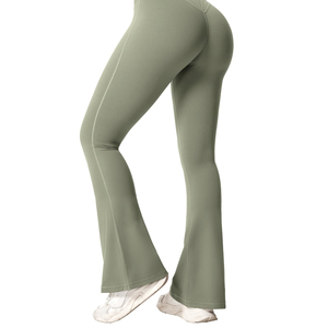 Novedad de 2025, pantalones largos de pierna ancha de Color sólido personalizados para mujer, Pantalones anchos informales a la moda de verano, pantalones acampanados para mujer - Product Image 3