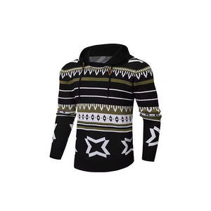 Sudadera con capucha Diseño personalizado LOGO Patrón Marca Nombre Mezcla de lana Sudadera con capucha Suéter de punto Manga larga Bordados Jacquard Hombres Sudadera con capucha de punto - Product Image 2