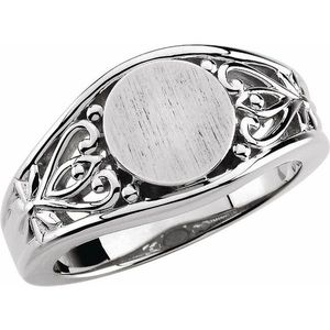 Everyday Wear Round Signet <b>Ring</b> White Gold Cluster <b>Statement</b> <b>Ring</b> with Zircon Bezel and Invisible Setting - Product Image 1
