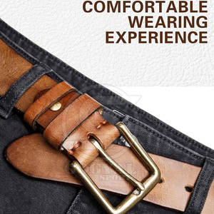 Cinturones de Cuero Vacuno Personalizables de Alta Calidad con Hebilla de Acero, Cinturones Casuales Duraderos de Color Sólido - Product Image 3
