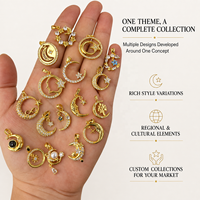 Ciondolo Personalizzato in Ottone con Inserto di Perle e Zirconi, Placcato in Oro 18k, Stile Romantico Starlight, Accessori Gioielli da Donna