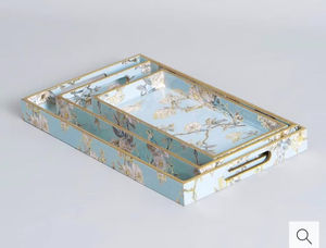 Plateau de service imprimé en bois fait à la main avec poignées pour servir facilement des aliments et des boissons du fournisseur indien - Product Image 4