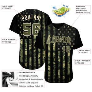 Camiseta de béisbol personalizada Camo Olive, bandera americana 3D personalizada, saludo auténtico al servicio - Product Image 3