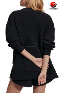 Derniers sweatshirts élégants à col rond pour femmes respirants surdimensionnés couleurs personnalisables et logo antibactérien en gros - Product Image 2