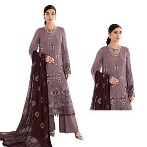 Colección de Trajes Salwar Kameez Pakistaníes de Diseñador, Cosidos en Tela de Lujo con Bordado, para Mujer, Uso Diario, Comodidad para Fiestas - Product Image 4
