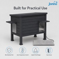 Nichoir extérieur pour chats à double entrée, gris foncé, abri pour animaux de compagnie, enclos surélevé pour jardin et cour arrière