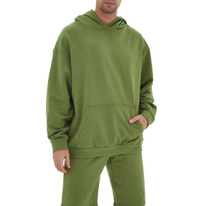 Jersey cálido de invierno informal para hombre, de talla grande sudaderas con capucha, logotipo personalizado, apliques bordados de poliéster mezclado de algodón de alta calidad - Product Image 1