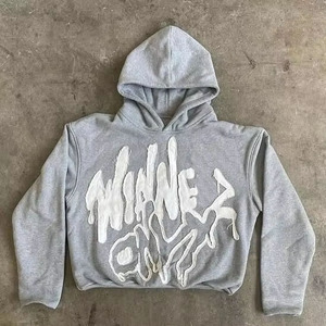 Sudadera con capucha Vintage 500 Gsm 100% de algodón con cremallera para hombre, parche bordado desgastado de gran tamaño, trabajo, temporada de invierno, Puff con capucha alta - Product Image 3