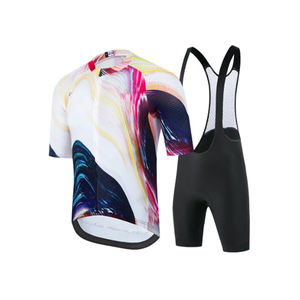 Vente en gros Ensemble de maillots de cyclisme pour hommes Cuissard à bretelles à manches courtes Personnaliser l'équipe de VTT Uniforme de vélo Vêtements - Product Image 5