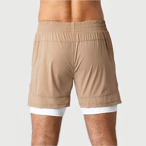 Plus lisse et plus doux 80% Nylon 20% élasthanne Chai hommes Compression doublé tissé Baggy entraînement court avec poches avant - Product Image 4
