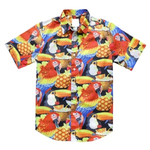 Men's Casual Hawaiian Shirt Short Sleeve Printed Parrot <b>Pineapple</b> Pattern Summer Vacation Beach Wear Turn-down Collar Single - Product Image 1