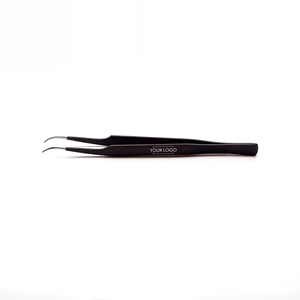 Pince à épiler courbée à pointe fine pour étudiants - Grade J2 Japonais - OEM - Logo personnalisé - Marque privée - Cils / Extensions de cils - Product Image 1