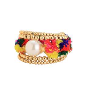 Urthn Pearl Multicolor Gold Plated Thread Kada <b>Fashion</b> Bracelets & <b>Bangles</b> 1403302 - Product Image 1
