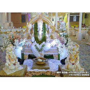 ทางเข้างานแต่งงานของอินเดียใต้ตกแต่งด้วยพระพิฆเนศงดงามสำหรับตกแต่งงานแต่งงานรูปปั้นพระพิฆเนศทองคำขาวสำหรับงานแต่งงาน - Product Image 1