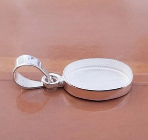 Top qualité 925 argent Sterling forme ovale lunette tasse pendentif bricolage composants pour faire des bijoux argent monture blanc trouver charme - Product Image 3