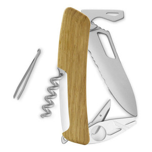 Coltello Pieghevole Swiza Le Chtillon ALLMATT SH03 TR-TT AM con Bordo Ondulato, 12 Funzioni, Manico in Legno di Quercia - Product Image 2